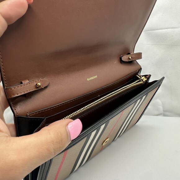 Burberry E-Canvas Icon Stripe Hannah Wallet Archive Beige - Picture 5 of 8